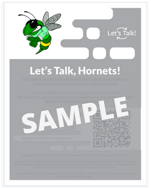 Sample of a flyer showing information on Let's Talk. The image can be custom designed for each campus.
